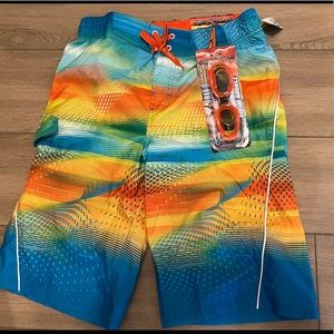 New w/tag boys xl swim short +3D goggle surf short. Mesh lining is boxer style